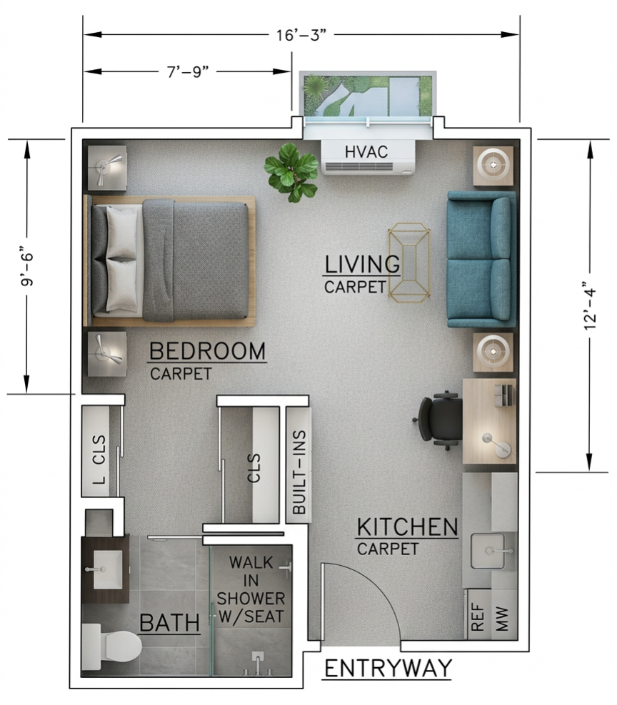 Studio Deluxe floor plan